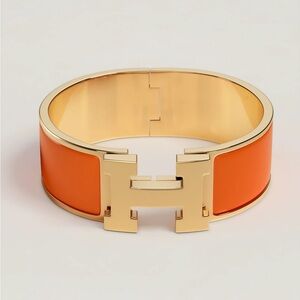 HERMES ORANGE CLIC CLAC ENAMEL BRACELET PM EUC